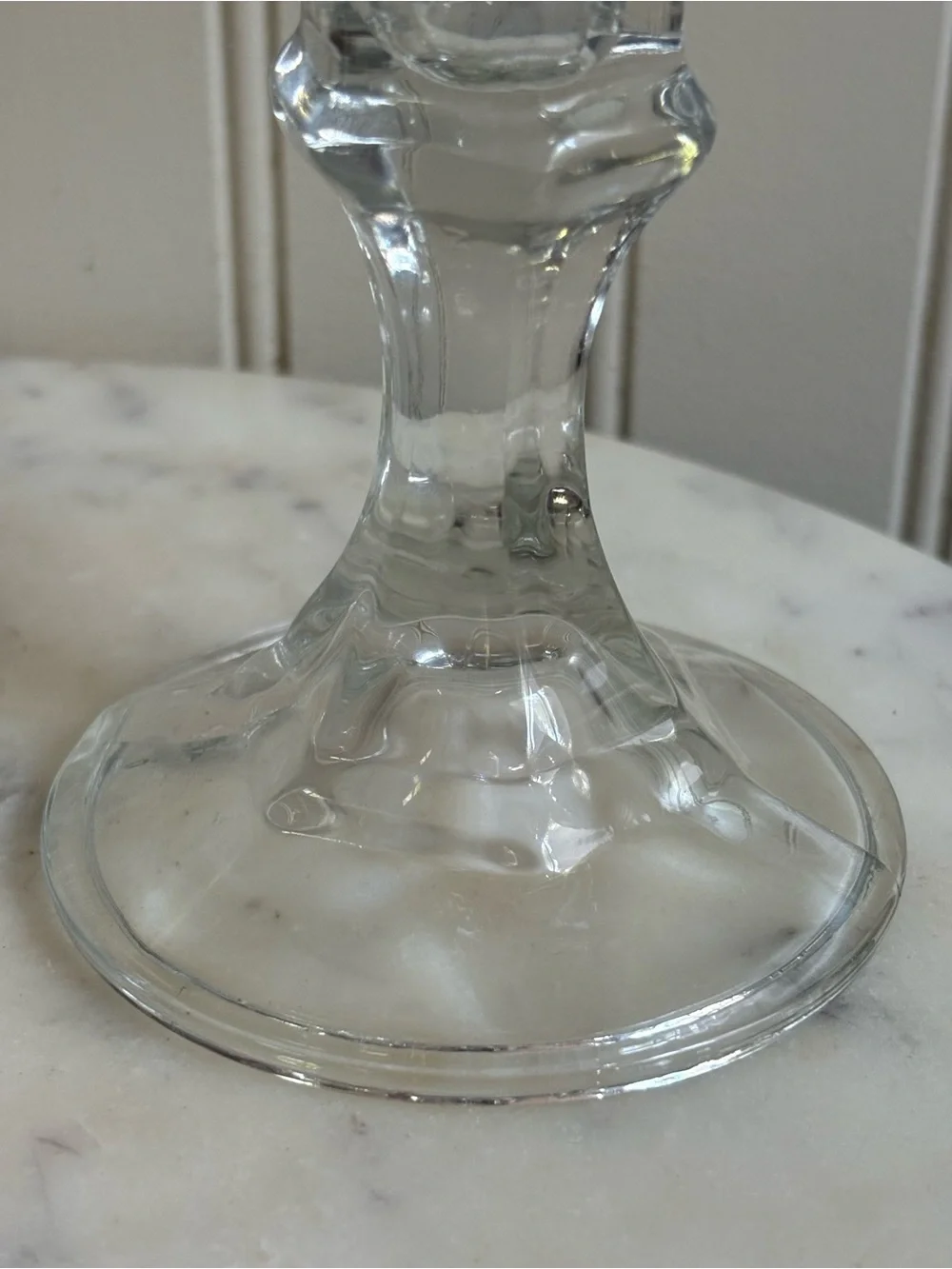 Vintage Small Clear Glass Candleholder 4in Tall VTG Coastal Grandma Cottagecore